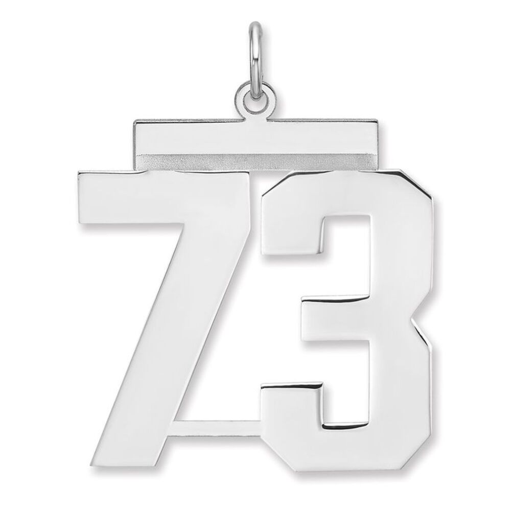 Sterling Silver, Athletic Collection, XL Polished Number 73 Pendant